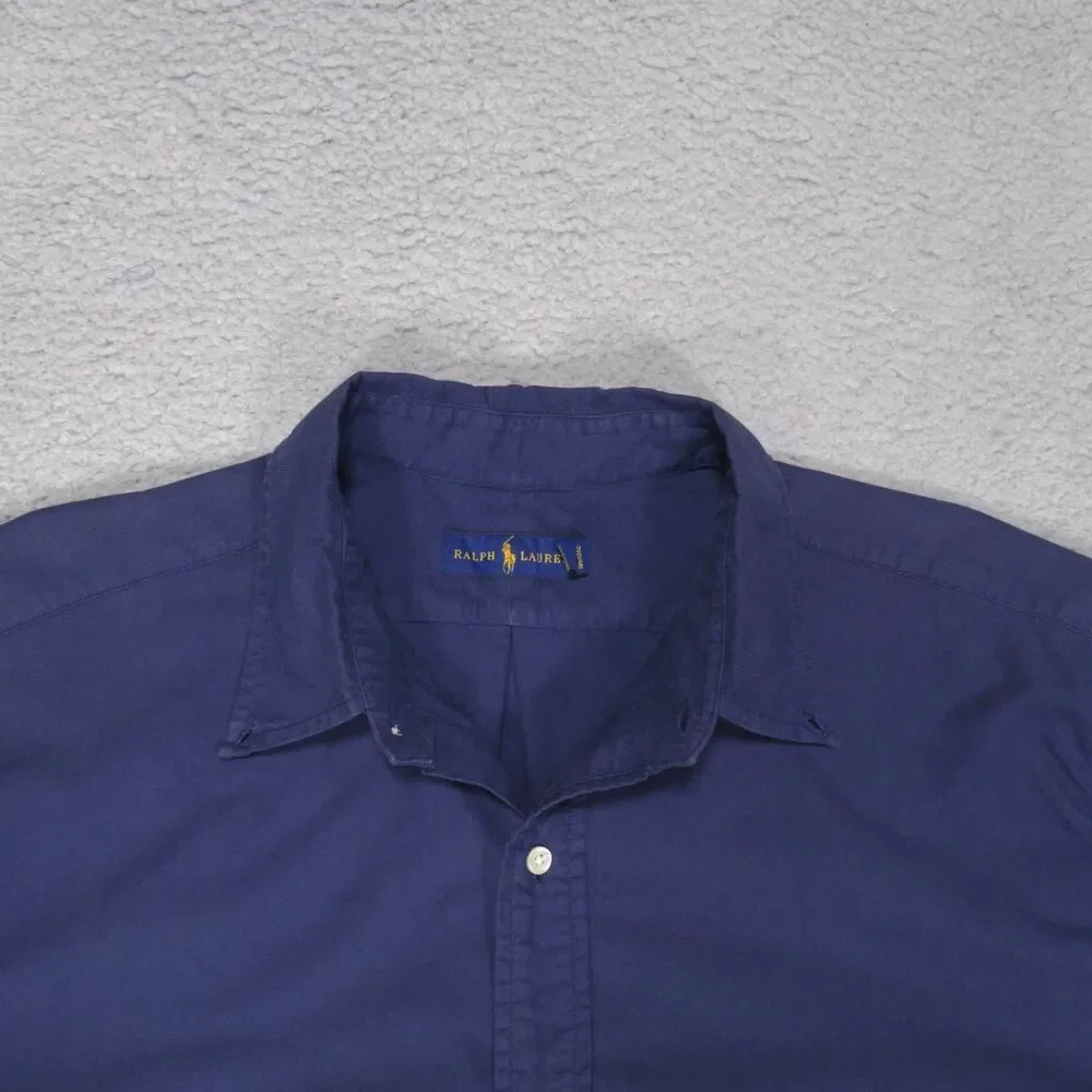Polo Ralph Lauren Shirt Mens XLT Blue Chambray Short Sleeve Button Down